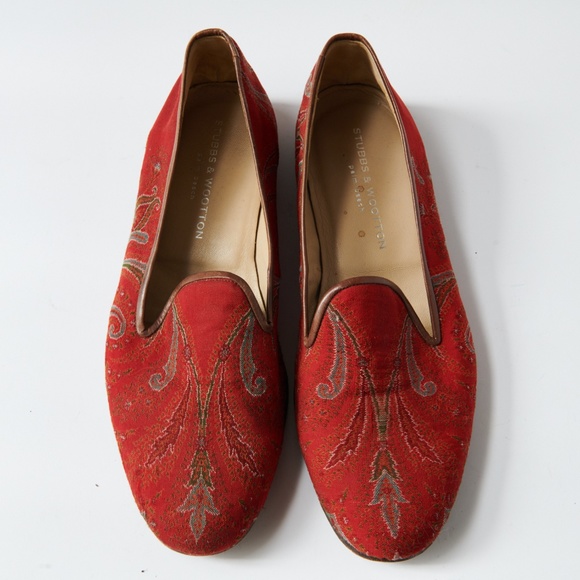 80s - SUSAN BENNIS - WARREN EDWARDS - Loafer - Men\'s - 10.5 - Red - Fabric main image 5